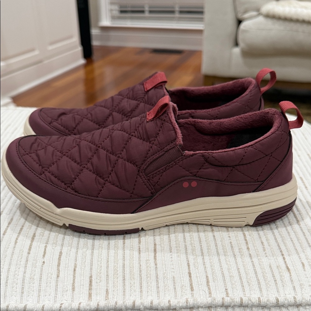 Ryka Ava Burgundy Quilted Slip On Walking Shoes Sneakers 8.5 Comfort